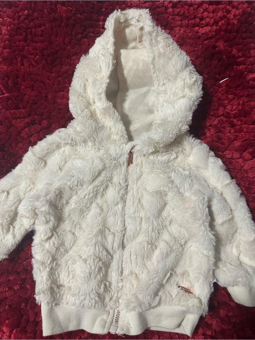 Tahari Cream Faux-Fur Hooded Puffer Jacket for Kids